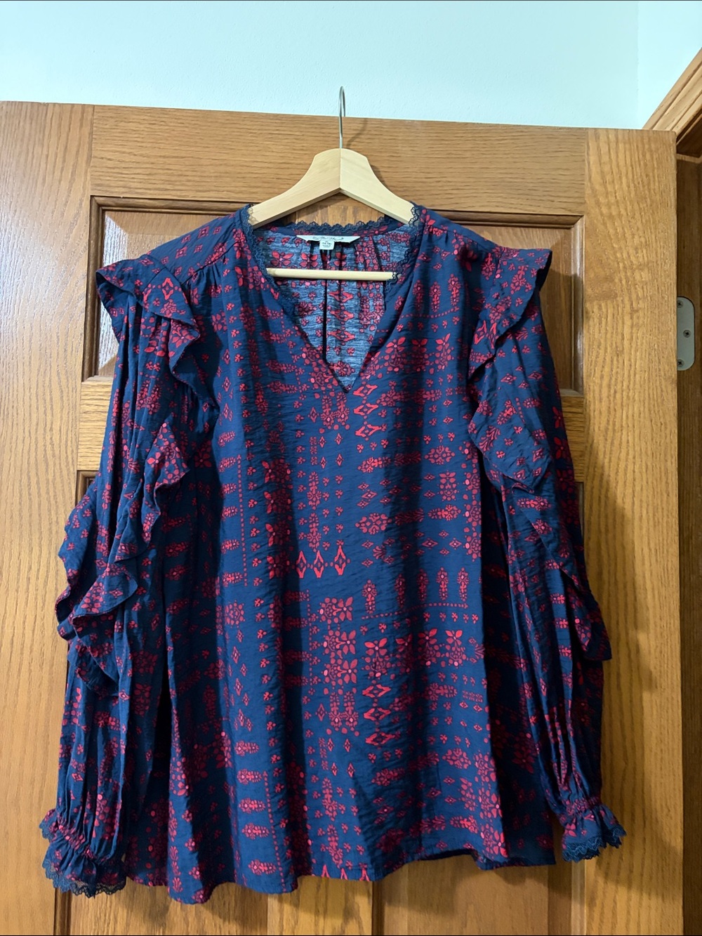 Pioneers Woman Navy Dress with Pink Dot Print